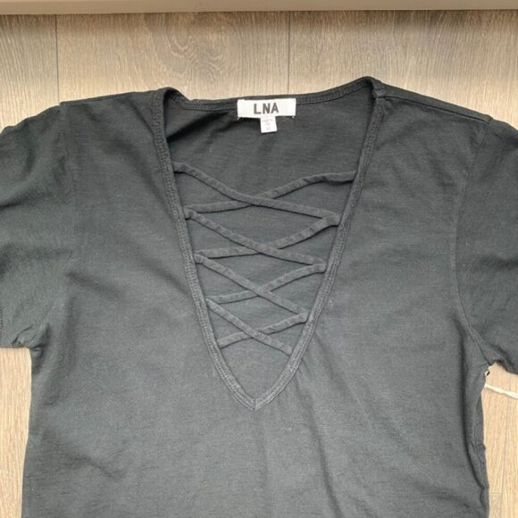 Revolve LNA Kontrol Kross Tee T-Shirt Short Sleeve Straps Black Lace up Size XS - Picture 14 of 14